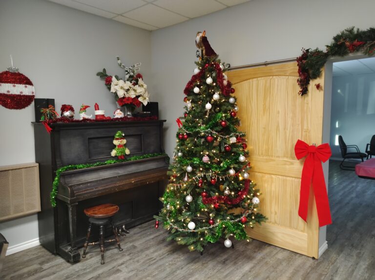 The Christmas tree is up at Dyment Recreation Hall, sparkling bright and ready to spread holiday cheer!